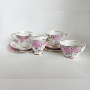 Vintage English Fine Bone China Salisbury Scotia, 1686 Trio Pink Teacup & Saucer